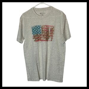 NWOT Pivotal Partners Mens Gray Leopard Print American Flag Graphic T-Shirt LG